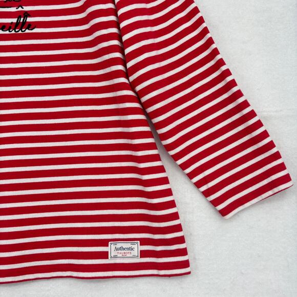 Talbots Tee Shirt Size 2X Nautical Stripe Red White Sailboat Bateau Marseille - Picture 5 of 10